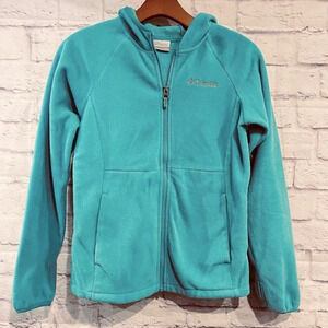 Columbia Girls Green Full Zip Fleece Sweater Lightweight Outerwear Size‎ 14/16